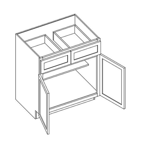 Shaker Double Door Double Drawer Base Cabinet